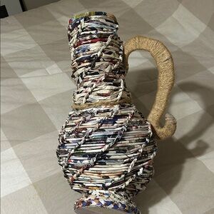 Handmade Woven Twine and Paper Vase